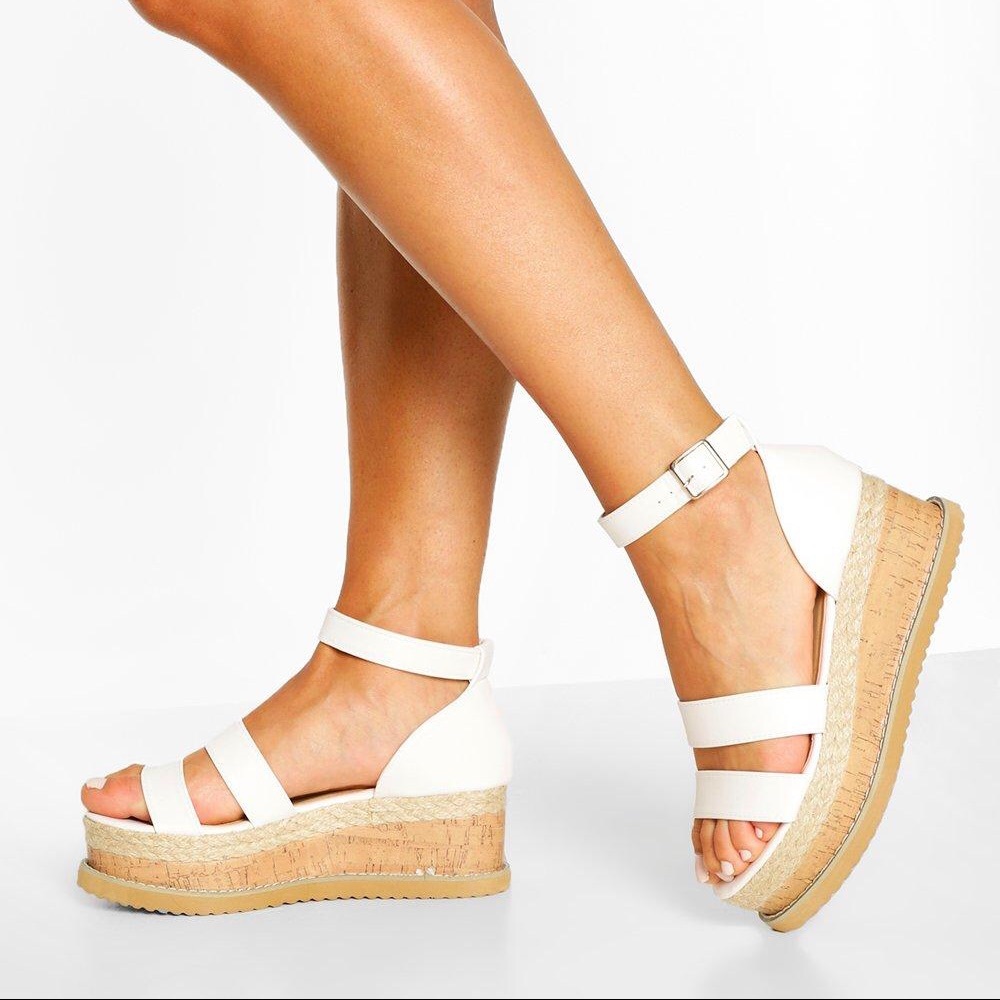 Boohoo NWT Double Strap Espadrille Flatforms